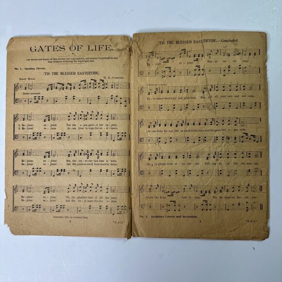 Antique 1918 Gates Of Life Easter Service Sample Copy Music Booklet Judefind - Picture 7 of 11